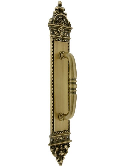 Blois Pattern Door Pull In Antique Brass.